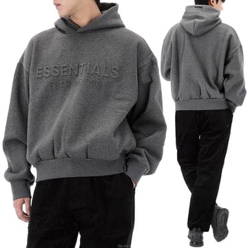피어오브갓 에센셜 로고 엠보스드 후드티 192HO256211F CHARCOALHEATHER