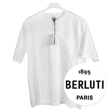 당일발송 벨루티 남성 로고 프린트 코튼 반팔 티셔츠 화이트 Berluti R27JRS110001000