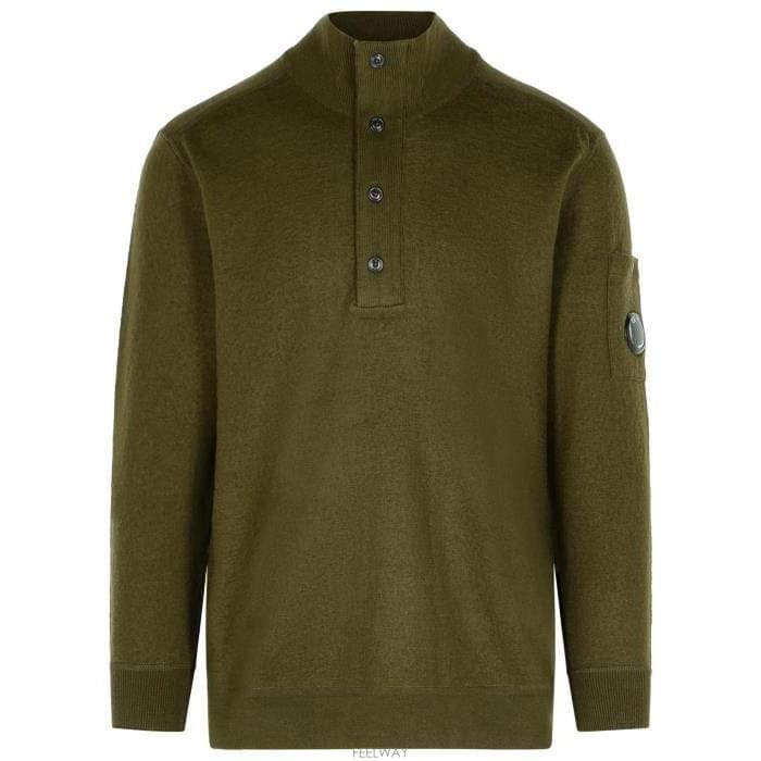 26 FW CP컴퍼니 펠티드 하프 버튼 점퍼 스웨터 그린 19CMKN199A110468A