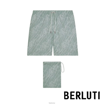 당일발송 25SS 벨루티 남성 스크리토 패턴 스윔 쇼츠 비치웨어 그린 Berluti R28MAU04