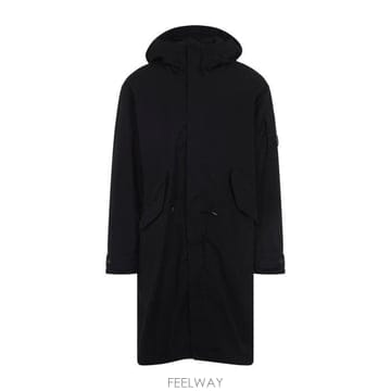 26 FW CP컴퍼니 후드 롱 코트 블랙 19CMOW095A110305G