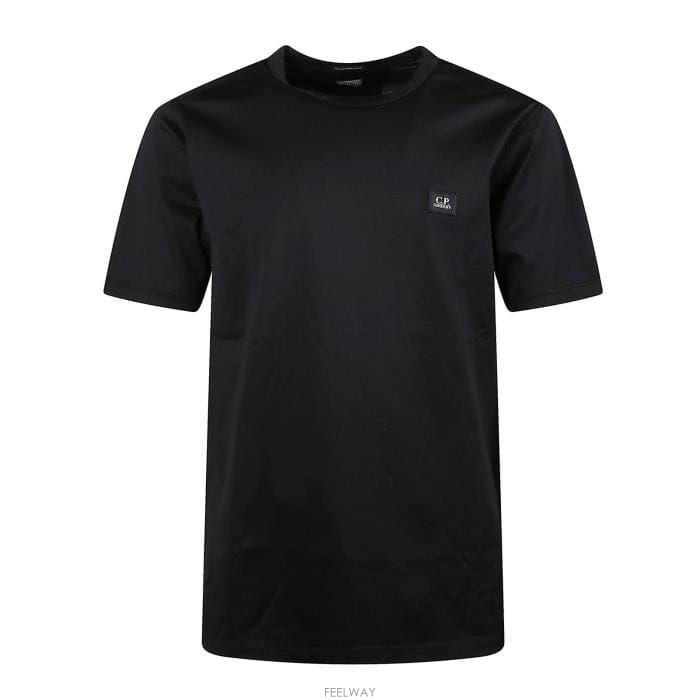 26 FW CP컴퍼니 로고 패치 크루네크라인 티셔츠 블랙 19CMTS132A006374G