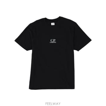26 FW CP컴퍼니 로고 디테일 프린트 티셔츠 블랙 19CMTS106A006586W