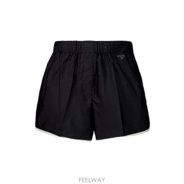 프라다 트라이앵글 로고 엘라스틱 웨이스트밴드 반바지