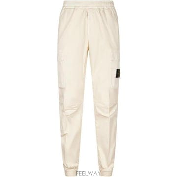 26 FW 스톤 아일랜드 엘라스틱 웨이스트밴드 카고 팬츠 화이트 L1S153100031S0A10