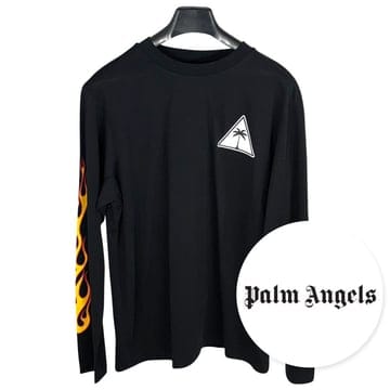 당일발송 팜엔젤스 남성 로고 긴팔 티셔츠 블랙 Palm Angels PMAB002S18084025 1088 1