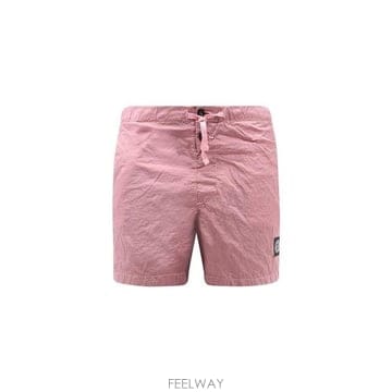 26 FW 스톤 아일랜드 로고 패치 드로스트링 쇼츠 핑크 L1S15B100003S0043