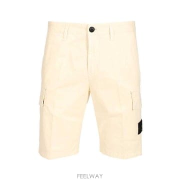 26 FW 스톤 아일랜드 로고 패치 코튼 쇼츠 화이트 L100018S0004