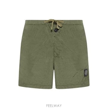 26 FW 스톤 아일랜드 로고 패치 드로스트링 쇼츠 그린 L1S15B100003S0043