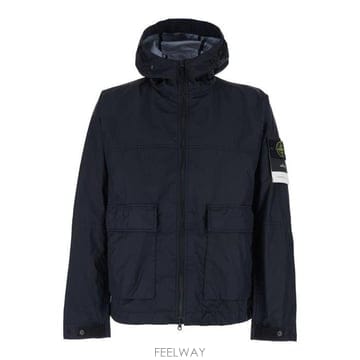 26 FW 스톤 아일랜드 로고 패치 롱슬리브 후디드 자켓 블루 L1S154100004S0A21