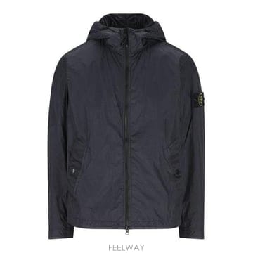 26 FW 스톤 아일랜드 로고 패치 후디 나일론 자켓 블루 L1S154100001S0A23