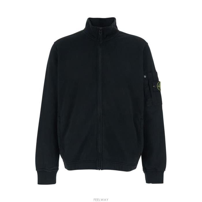 26 FW 스톤 아일랜드 로고 패치 집업 스웨트셔츠 블랙 L1S156100018S0410