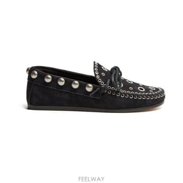 26 FW 이자벨 마랑 Fitza 핏자 스터드 아일렛 엠벨리쉬 스웨이드 로퍼 블랙