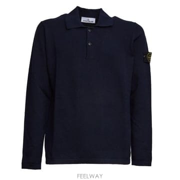 26 FW 스톤 아일랜드 롱슬리브 니트 폴로 셔츠 블루 L1S155100024S01B2