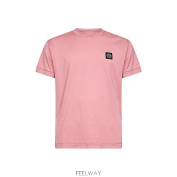 26 FW 스톤 아일랜드 로고 패치 크루넥 티셔츠 핑크 L1S152100027S0013