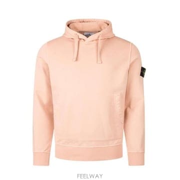 26 FW 스톤 아일랜드 로고 패치 드로스트링 코튼 후드티 핑크 L1S156100062S0051