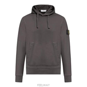 26 FW 스톤 아일랜드 로고 패치 드로스트링 코튼 후드티 그레이 L1S156100062S0051