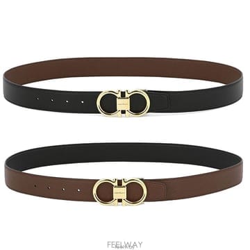 26 FW 페라가모 네로 코코아 35mm 간치니 리버시블 벨트 679938764164