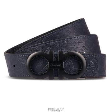 26 FW 페라가모 미드나잇 네로 리버시블 간치니 버클 벨트 6755420780047