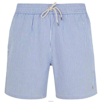 폴로 25SS 포니 자수 클래식 스트라이프 스윔 숏팬츠 블루 710957784 001