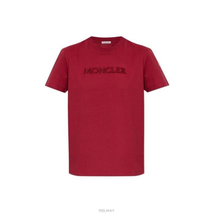 26 FW 몽클레어 엠브로이더드 톤온톤 로고 티셔츠 레드 L10938C0002189AUO
