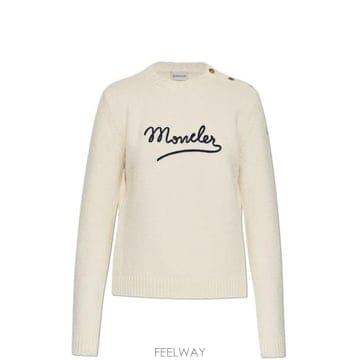 26 FW 몽클레어 엠브로이더드 로고 점퍼 화이트 L10939C00010M9202