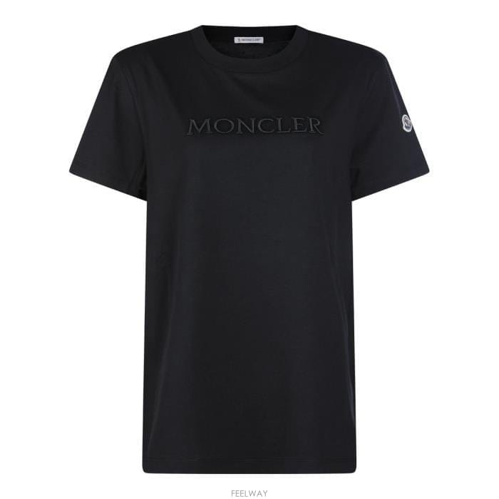 26 FW 몽클레어 엠브로이더드 톤온톤 로고 티셔츠 블랙 L10938C0002189AUO