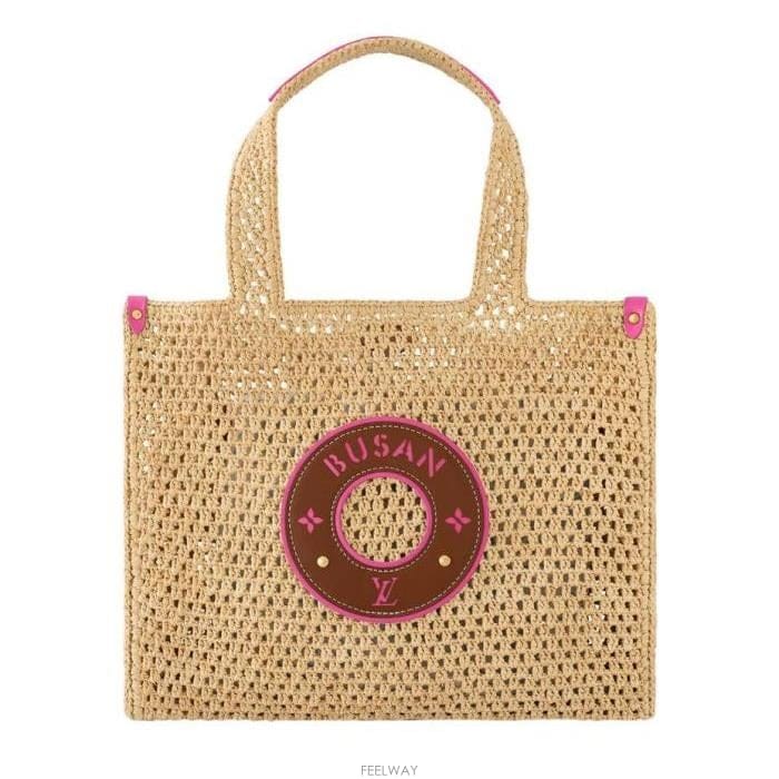 26 FW 루이비통 온더고 OnTheGo MM 내추럴 라피아 데디케이티드 월드 토트백