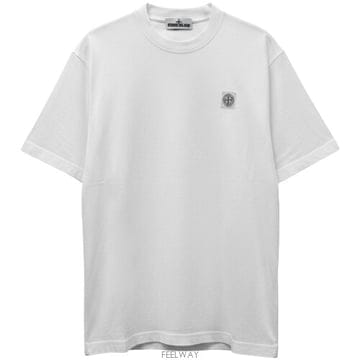 [스톤아일랜드] 26SS 가슴패치 라운드 반팔티셔츠 화이트 남성 티셔츠 L1S152100030 S0115 V