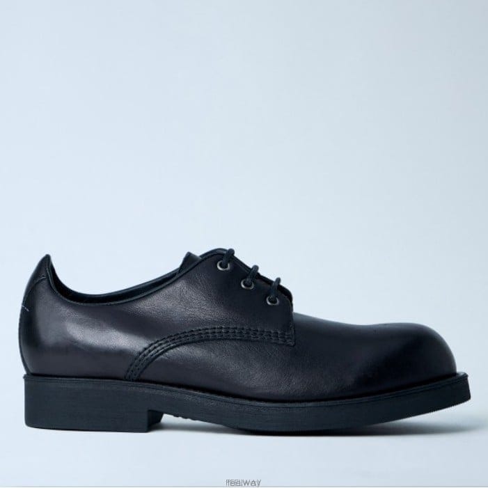 26 FW MM6 메종 마르지엘라 라운드토 레더 스티치 더비 슈즈 블랙 SH1WQ0007 P7431 T8