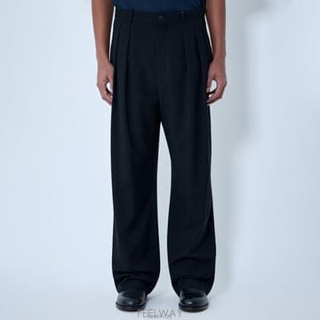더 로우 남성 코를리 울 팬츠 블랙