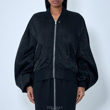 26 FW 릭오우네스 스탠드 리브드 칼라 오버핏 봄버 자켓 블랙 RP01F6744 N 09