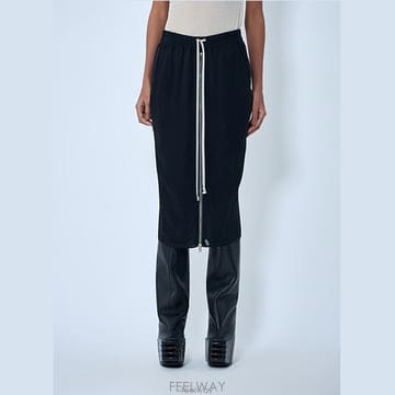 26 FW 릭오웬스 엘라스티케이티드 드로스트링 실크 미디 스커트 RP01F6375 G 09