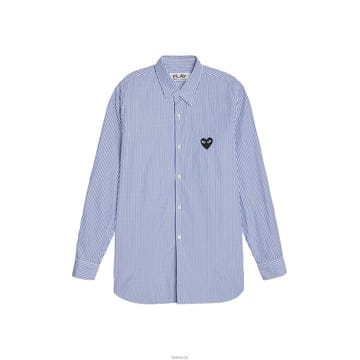 꼼데가르송 26SS 블랙 하트 스트라이프 셔츠 블루 AX-B018-051-1