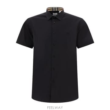 26 FW 버버리 로고 엠브로이더드 숏슬리브 셔츠 블랙 8079596