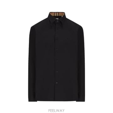 26 FW 버버리 로고 엠브로이디드 버튼 셔츠 블랙 8071799