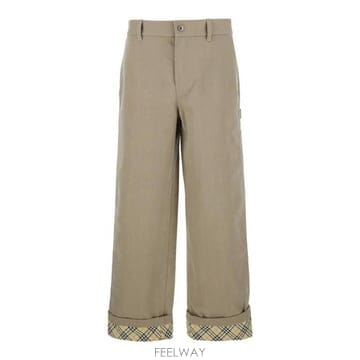 26 FW 버버리 로고 엠브로이더드 턴업 헴 코튼 팬츠 8097556