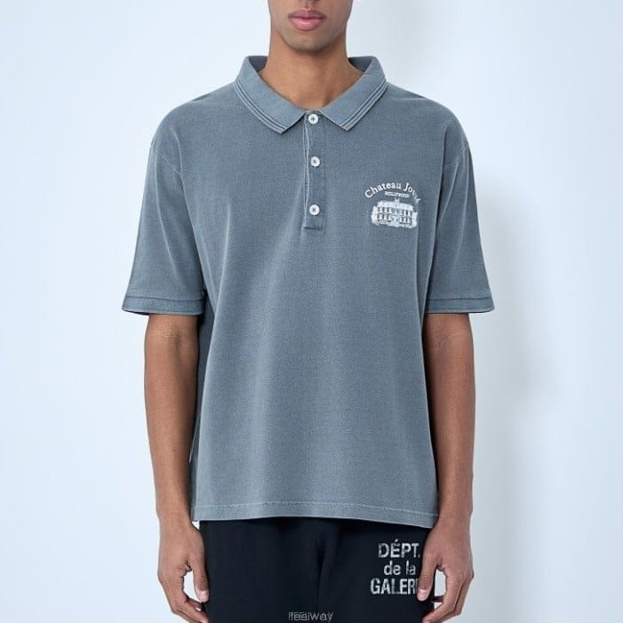 26 FW 갤러리 디파트먼트 엠브로이드 체스트 워싱 폴로 셔츠 그레이 PP 60069 GREY