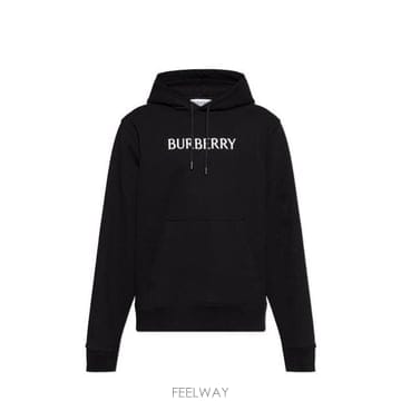 26 FW 버버리 로고 프린트 드로스트링 후드티 블랙 8118999