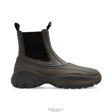 버버리 스쿠트 라운드 토 앵클 첼시 부츠 카키