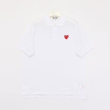 꼼데가르송 레드 하트 패치로고 카라 반팔 공용 PK티셔츠 AX T006 051 5