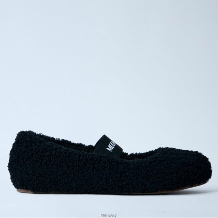 26 FW 문부츠 MB 로고 스트랩 밴딩 시어링 발레리나 80D2400010 N001