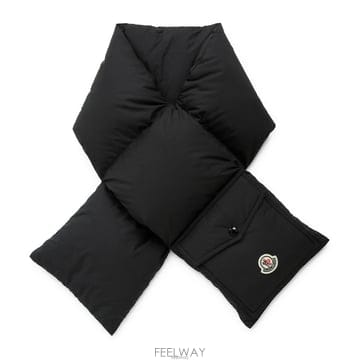 몽클레어 로고 패치 포켓 블랙 패딩 머플러