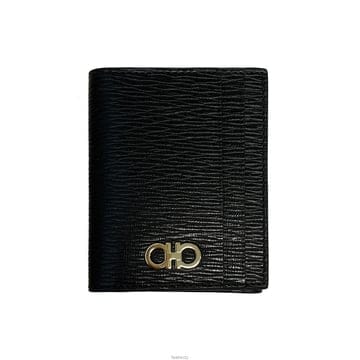 페라가모 26SS 금장 더블 간치니 카드지갑 블랙 66-0371 0741376