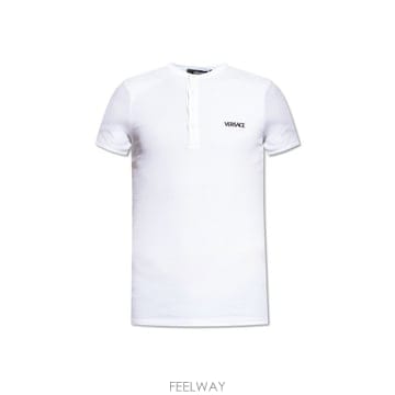 26 FW 베르사체 로고 엠브로이더드 크루넥 슬림 티셔츠 1W000 SKU 190033184