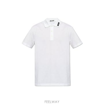 26 FW 베르사체 로고 패치 코튼 화이트 폴로셔츠 1W010 10139061A11276