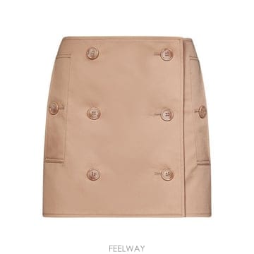 26 FW 버버리 하이라이즈 버튼 디테일 미니 스커트 베이지 8067747