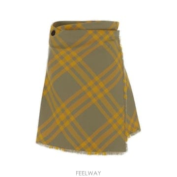 버버리 체크 미니 스커트 옐로우