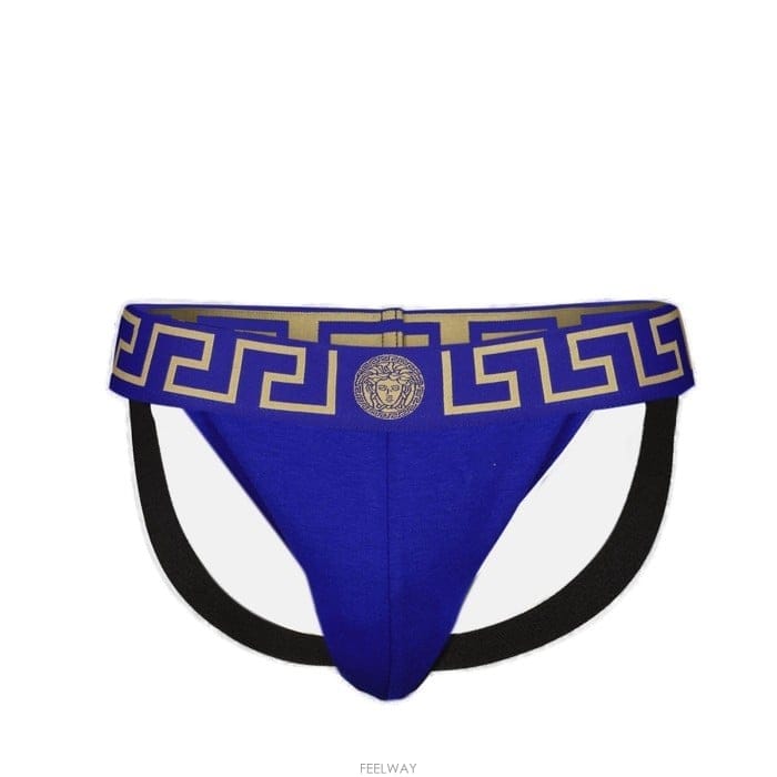 26 FW 베르사체 블루 그레카 보더 스트레치 조크스트랩 A85K AUU010171A10011