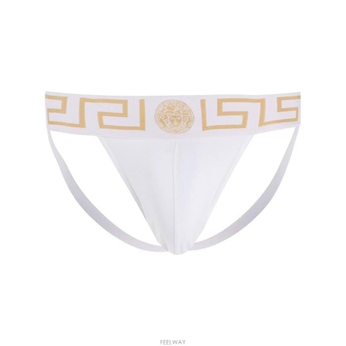 26 FW 베르사체 화이트 그레카 밴딩 보더 스트레치 브리프 A81H AUU010171A10011